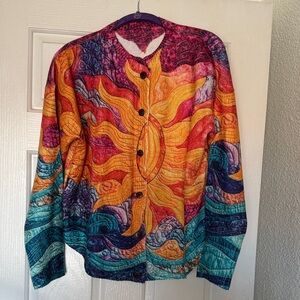 NWT Vibrant Multicolor Sun & Wave cardigan